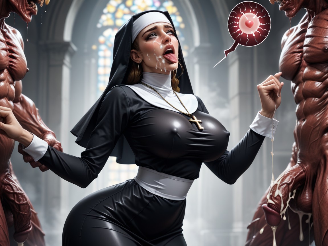 Sexy Latina Nun, Monster Much Taller, Foggy Night AI Porn
