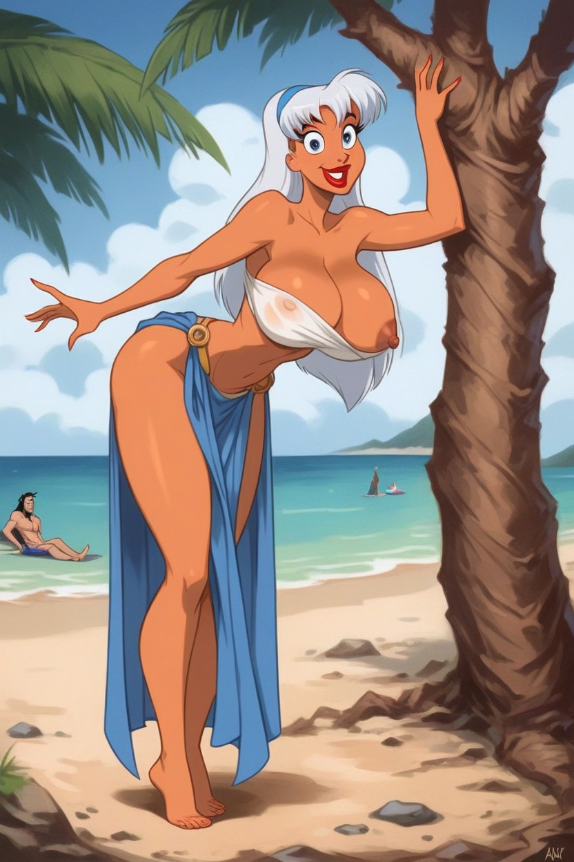 Arched Eyebrows, Disney Style, One Breast Exposed AI Porn