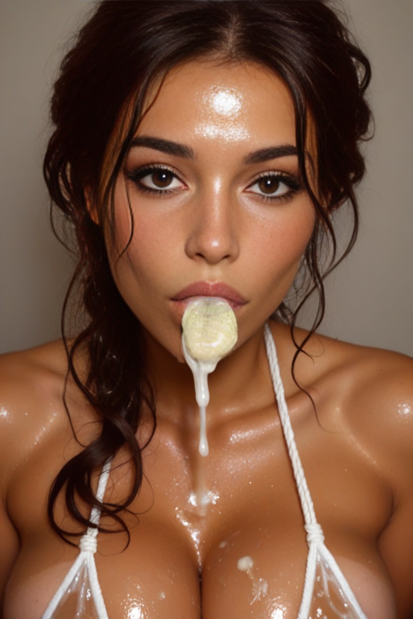 Dripping Cum, Ultra High Details, Excessive Cum On Tits AI Porn