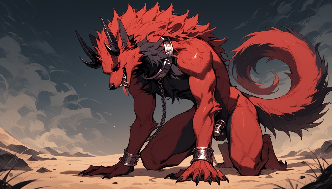 Confident And Flirty, Dark Red Inner Fur, Playful Furry IA