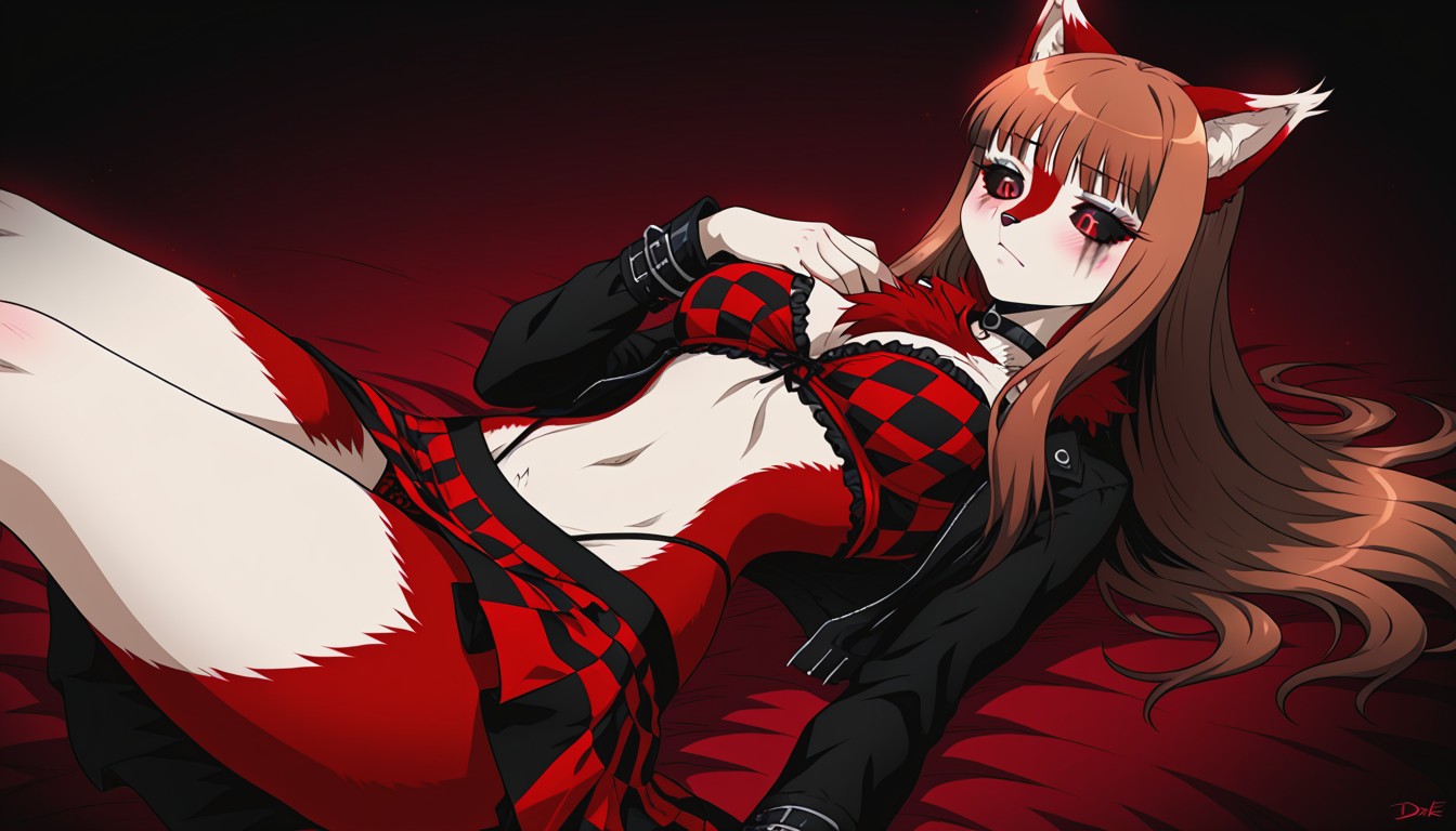 Emo, Eyes Wide Open, Red Stomach Fur Фурри AI порно