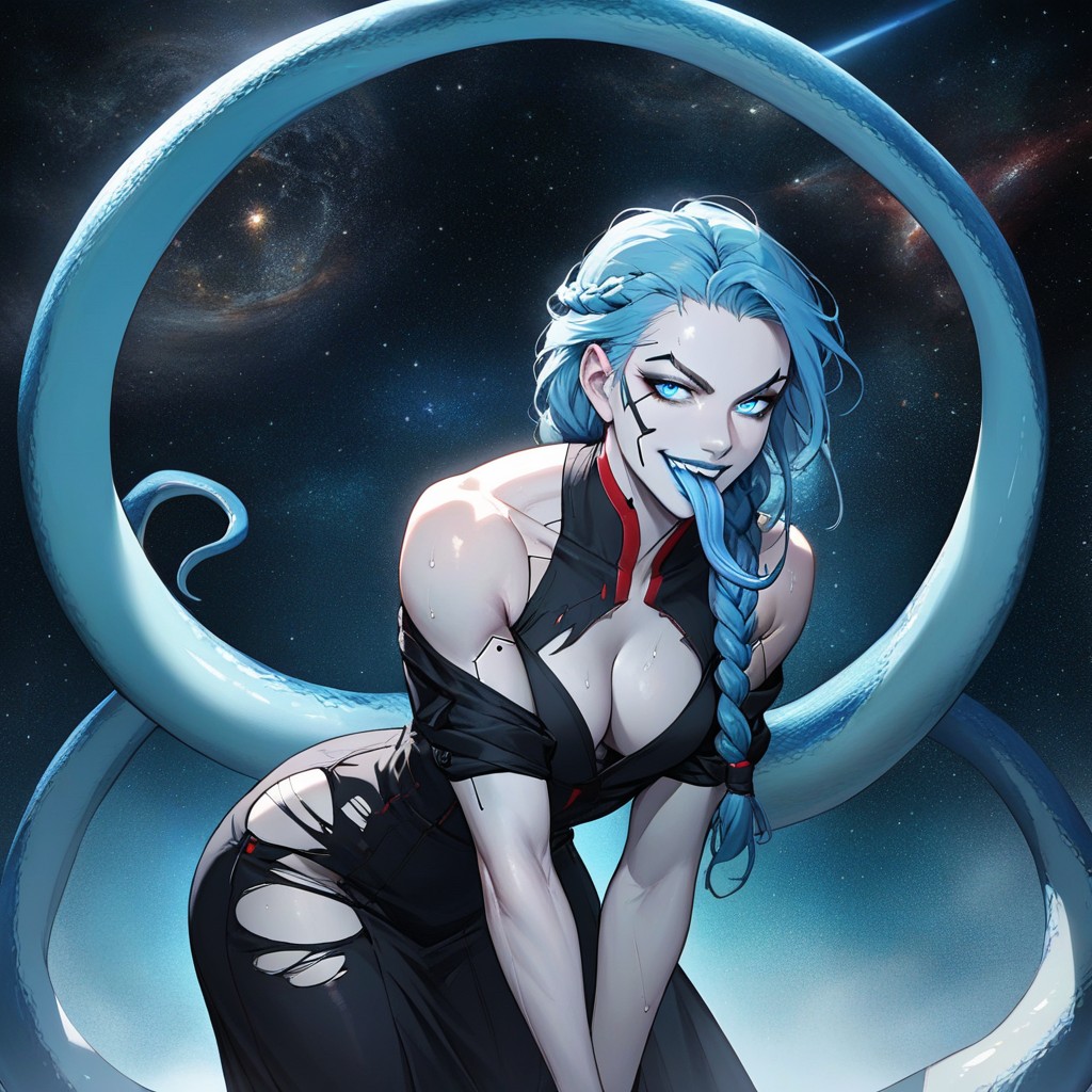 Blue Eyes, Pale Skin, Snake Tongue Hentai AI Porn