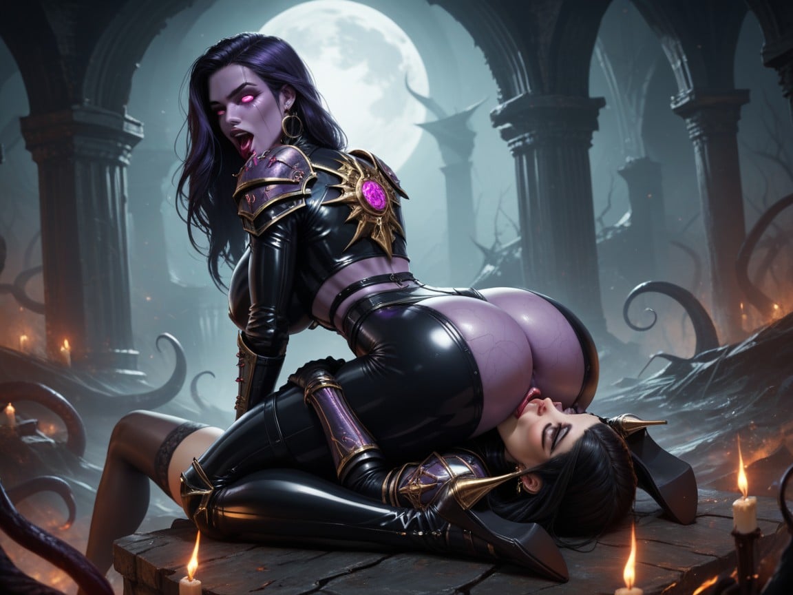 Rolling Eyes, Armor, Gigantic Demon Tongue Hentai AI Porn