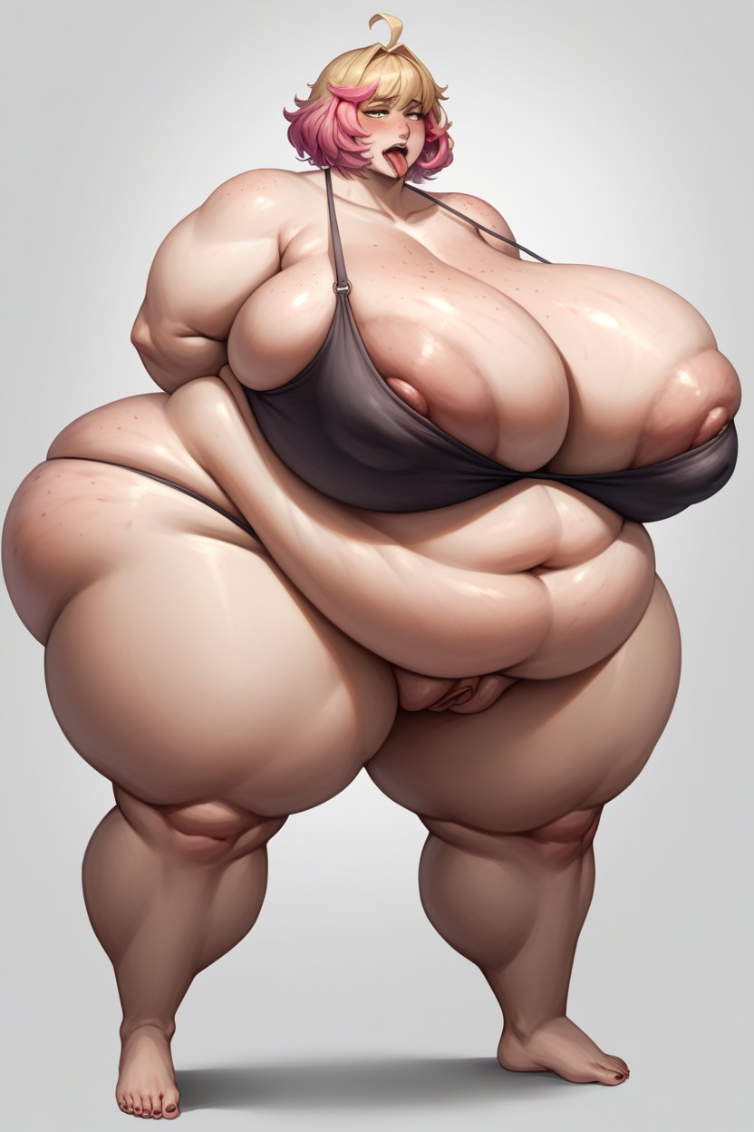 Cartoonishly Hyper Colossal Breasts, Egirl, Freakishly Oversized Elongated Nipples Hentai AI Porn