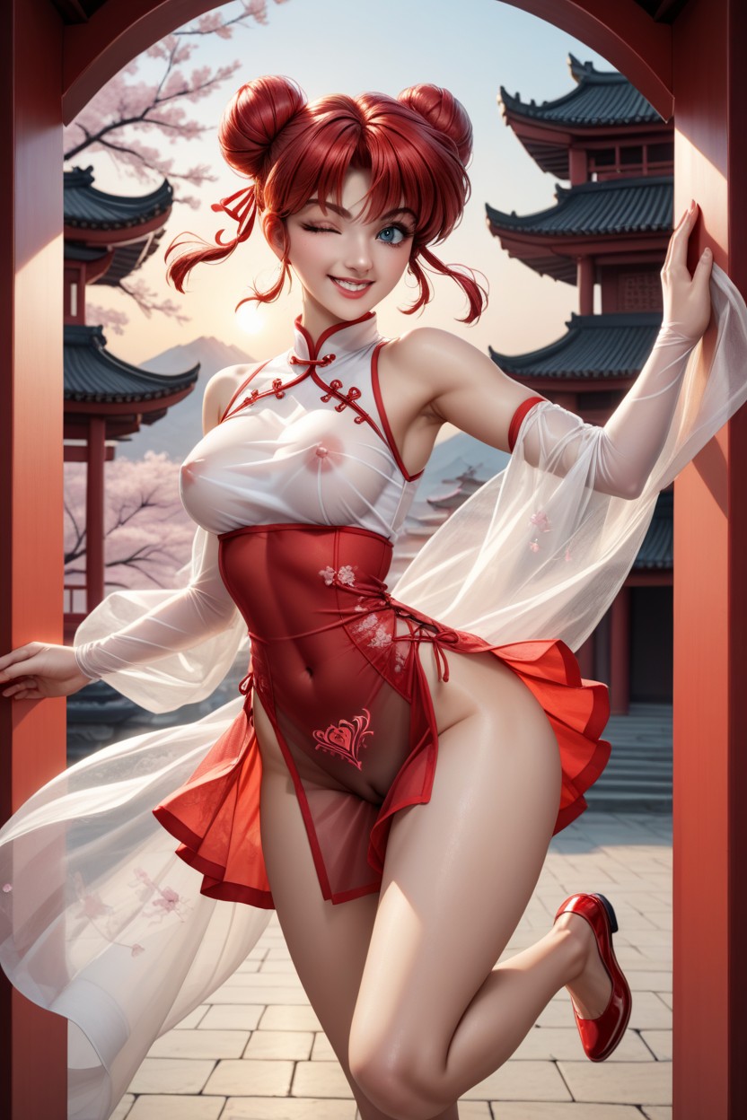 High Leg Leotard, Exposed Penis From Open Crotch Leotard, Delicate Arms Hentai AI Porn