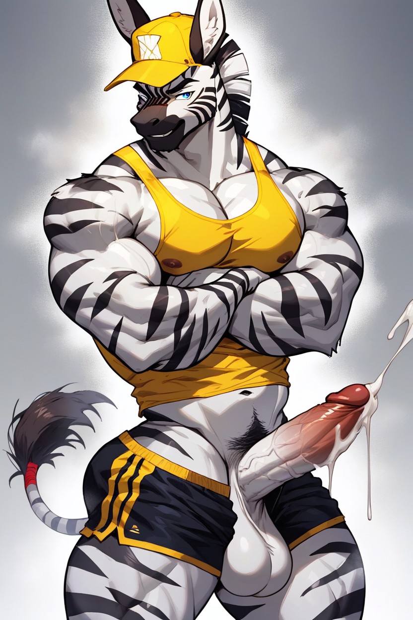 Large Expressive Blue Eyes, Dripping Cum, 18+ Furry IA