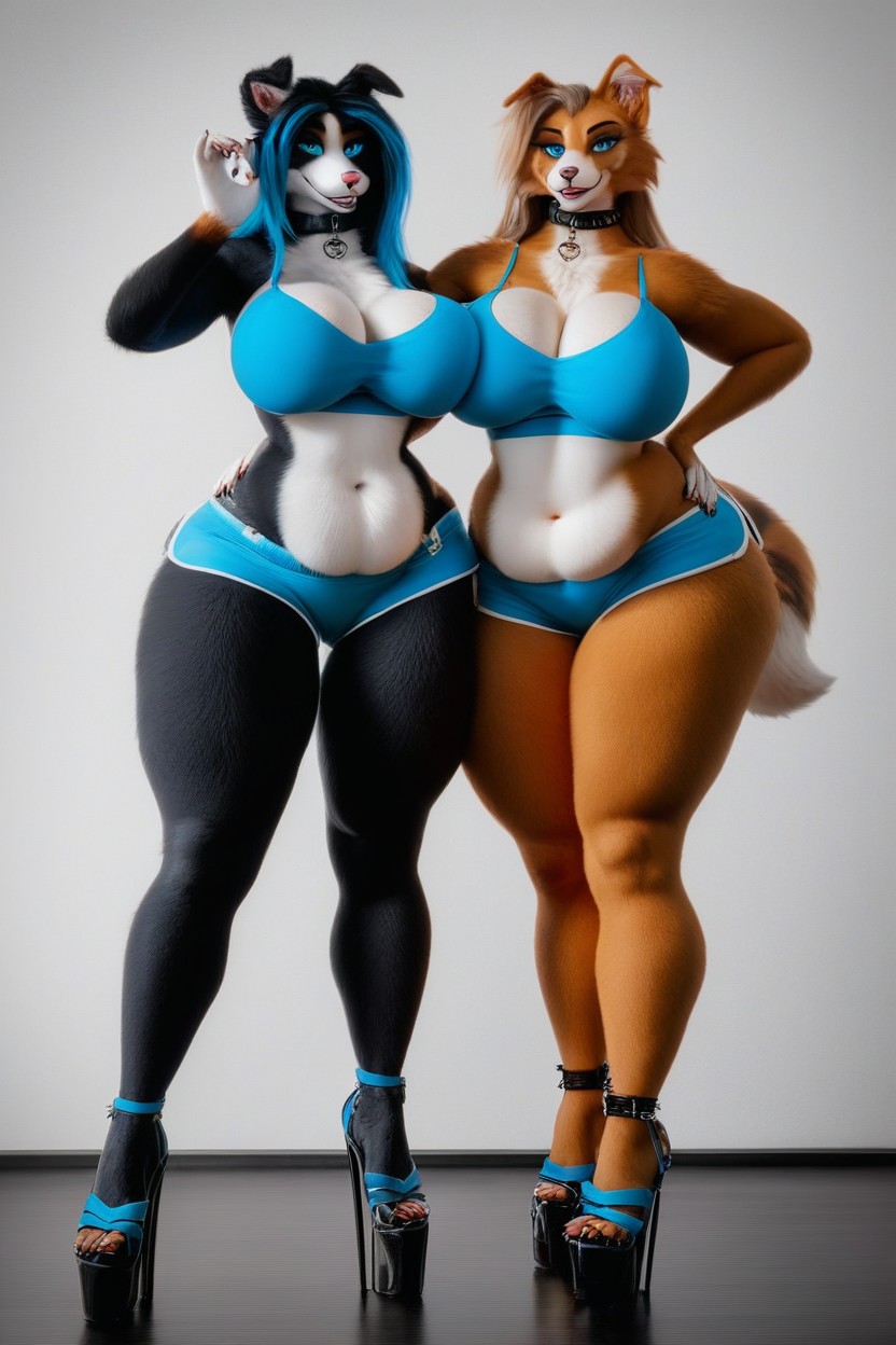 Blue Eyes, Athletic Ass, Thick Thighs Furry AI Porn