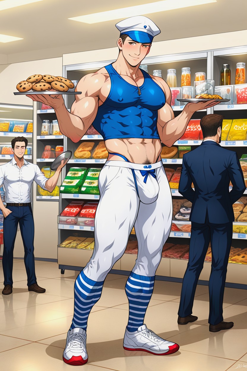 Strong Arms, Shy, Full Body View ゲイAIポルノ