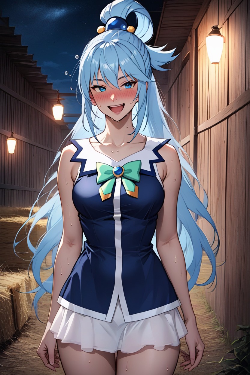 Ideal Night, Light Blue Hair, 18+ Hentai AI Porn