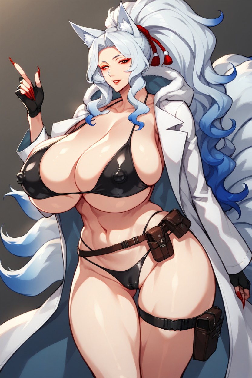 Pale Skin, Perky Nipples, Thigh Strap Hentai AI Porn