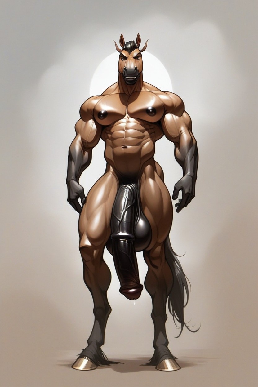 Full Body, 18+, Big Equicock AI Gay Porn