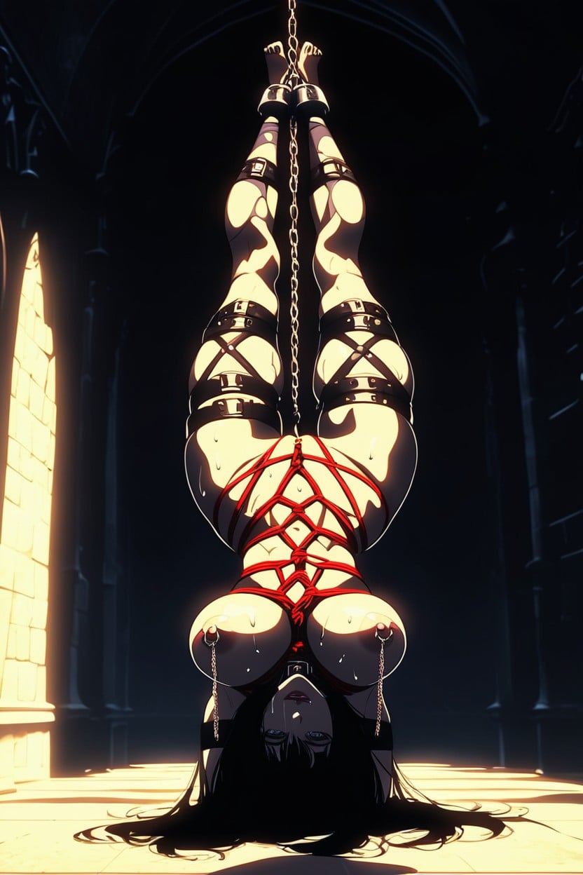 Side View, Thigh Straps With Buckles, Rim Lighting AI Porn