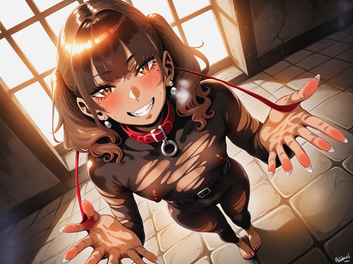 Prison Background, Lit Up Red Siren Light Overhead, Leopard Claws Hentai AI Porn