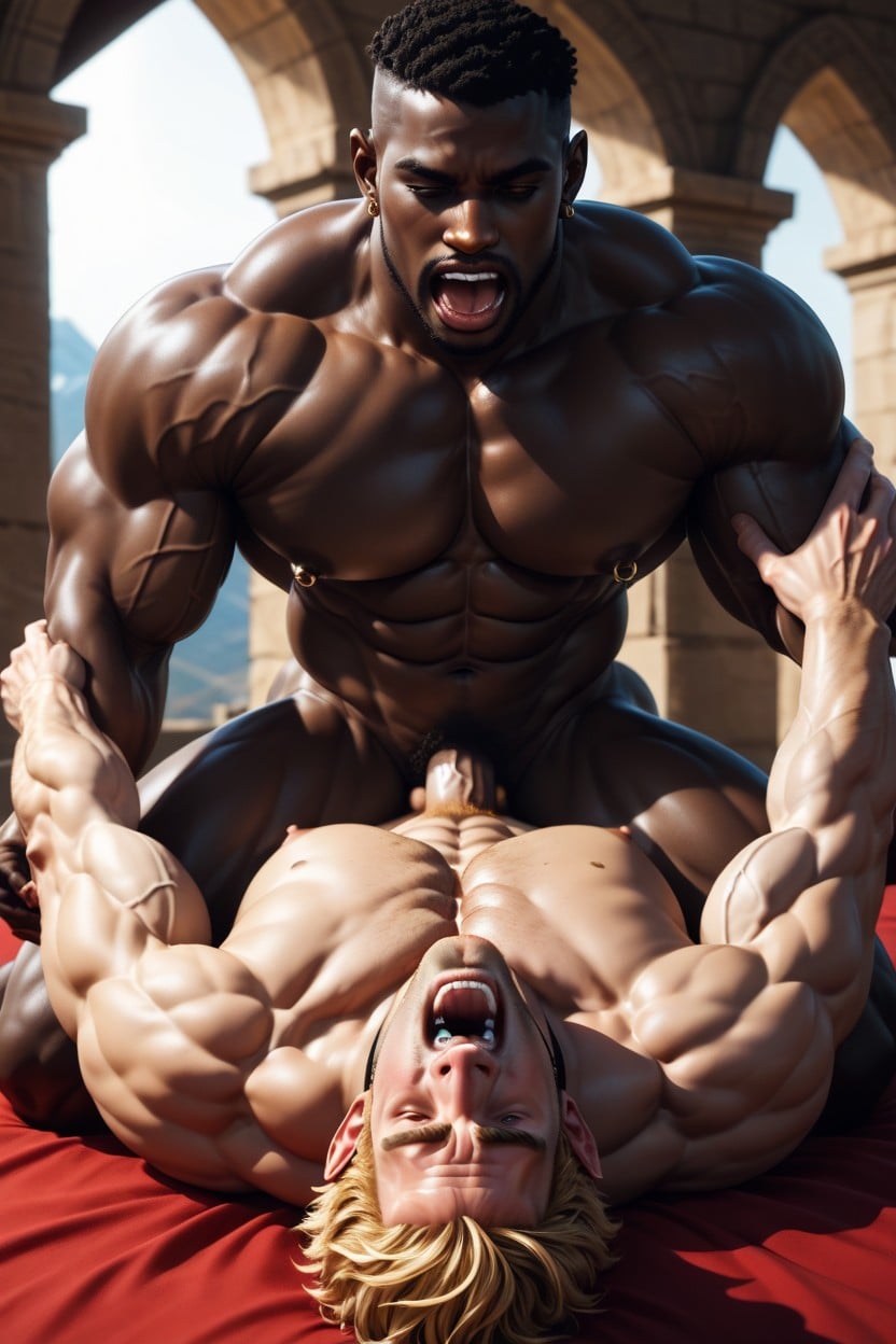 African Man, Oversized Muscles, Erection AI Gay Porn