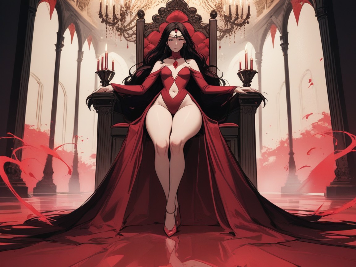 Ballroom Background, Red Fur Rug, White Fur Cape Latina AI Porn