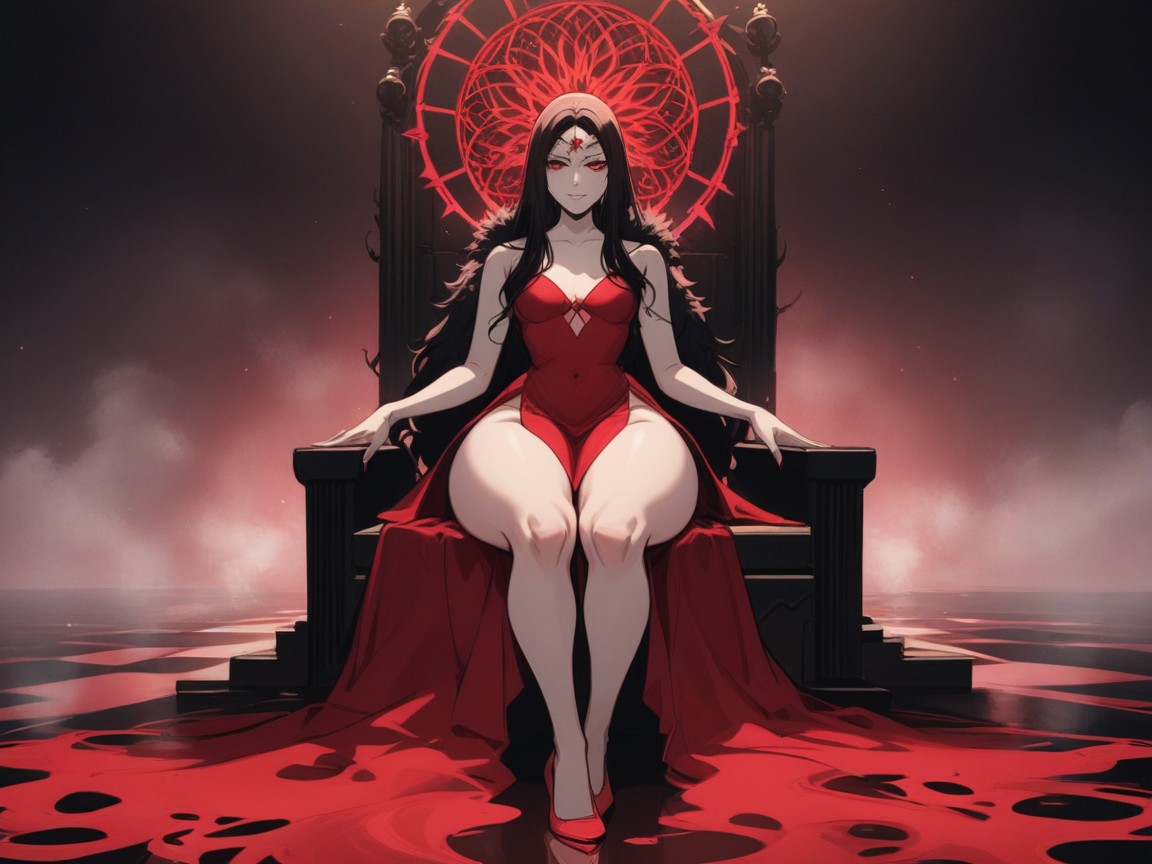 Wide Round Hips, Woman Sitting On A Throne, Splatter Effects Porno latina IA