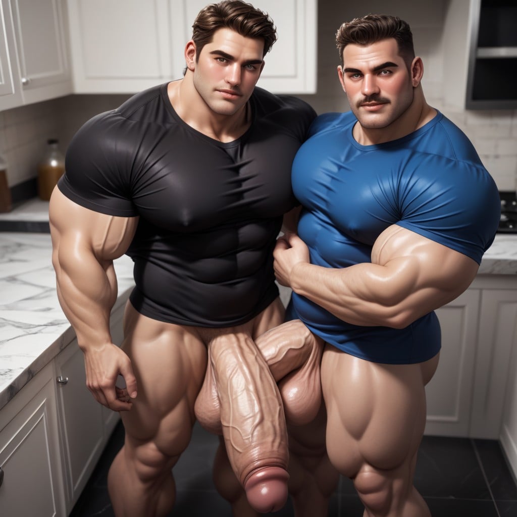 Thick Girthy Cock, Oiled Skin, One Naked ゲイAIポルノ