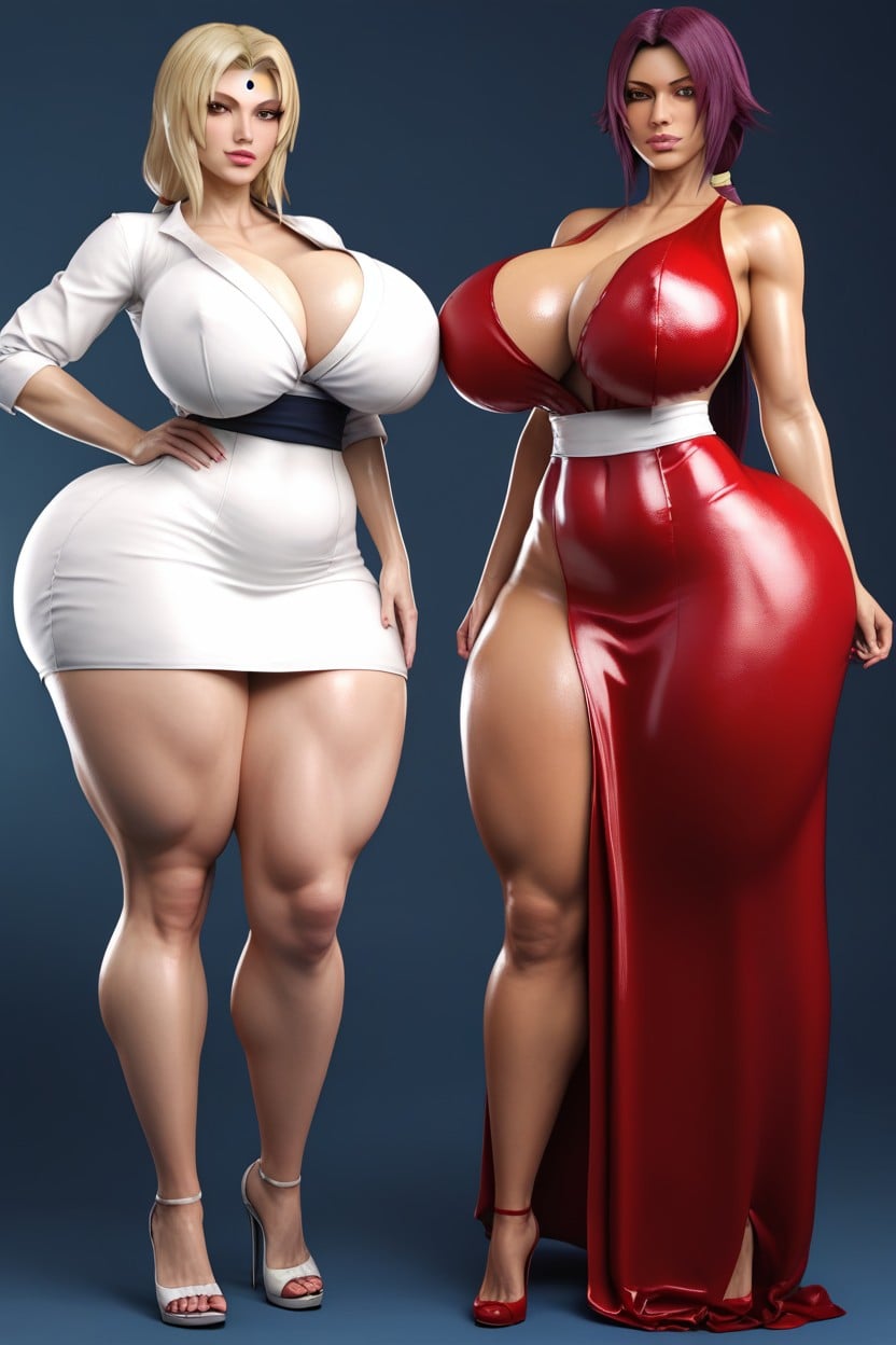 Stunning Women, Sagging Breasts, 2 People AI Porn