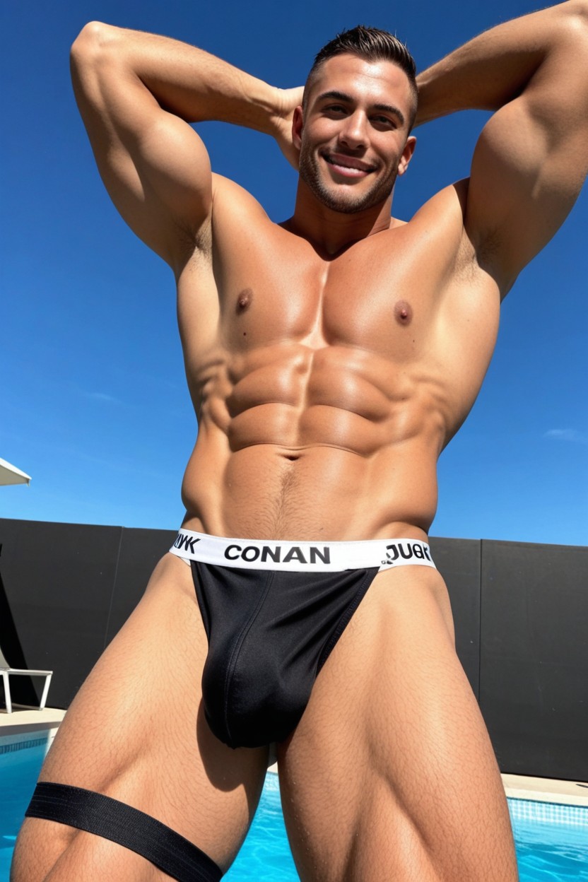 Sexy, Spandex Jockstrap Bulging, Bulging Jockstrap ゲイAIポルノ