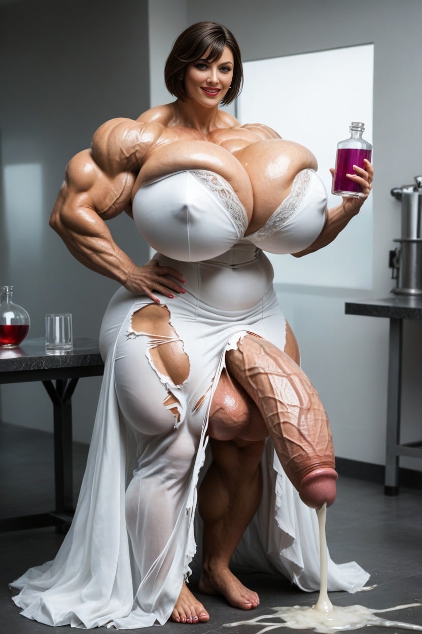 Ripped Clothes , Brunette, Vein Monster Shemale AI Porn