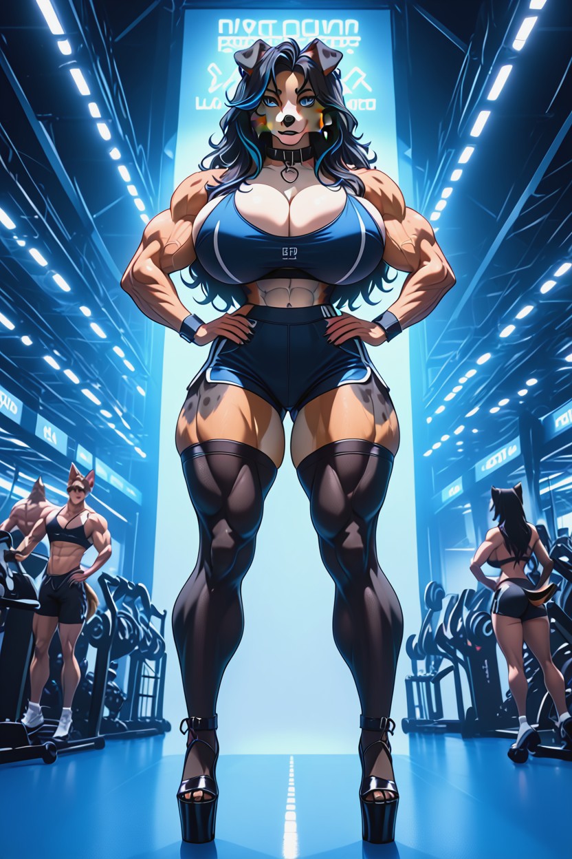 Long Hair, Voluminous Hair, Thick Thighs Furry IA