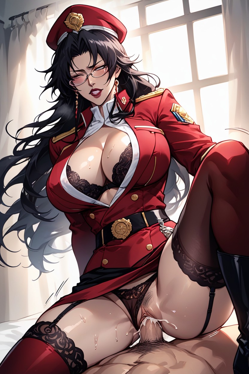 Military, Dark Red Military Officer Uniform, Shiny And Looks Beautiful Hentai AI Porn