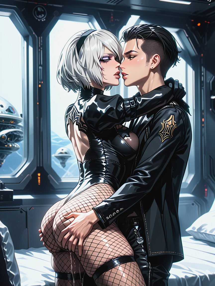 Male S From Nier Automata, Open Clothes, Oiled Skin Hentai AI Porn
