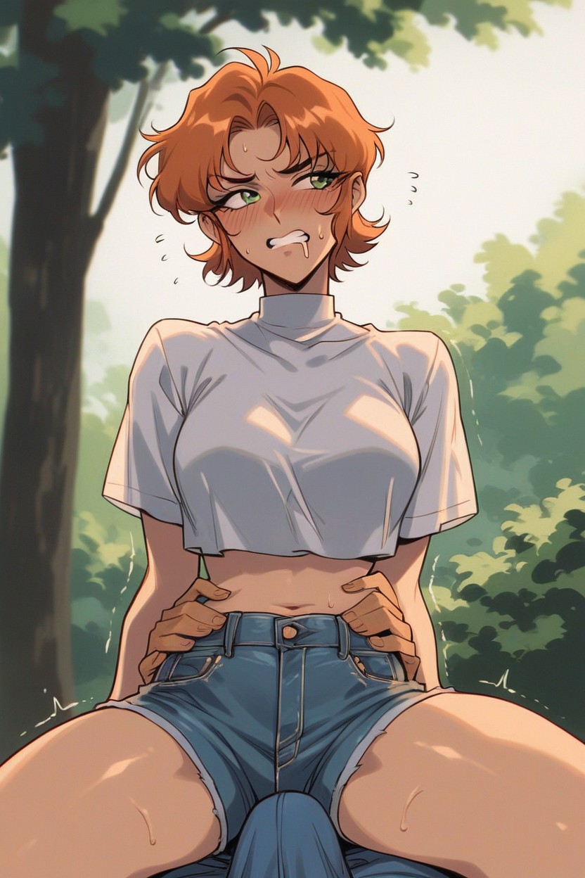 In A Forest, Embarrassed, Blushing Hentai AI Porn