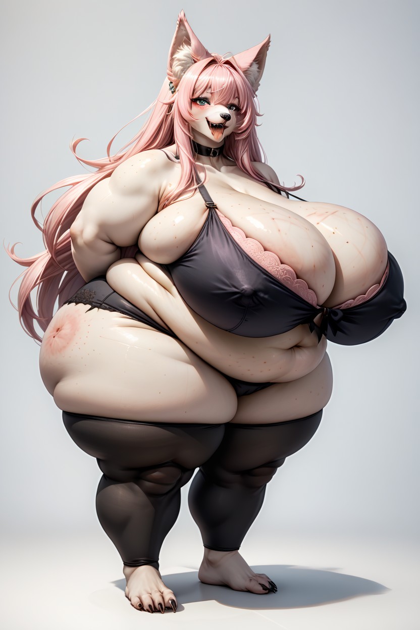 Cartoonishly Hyper Colossal Breasts, Stretchmarks, Obscenely Gargantuan Morbidly Obese Blob Furry AI Porn