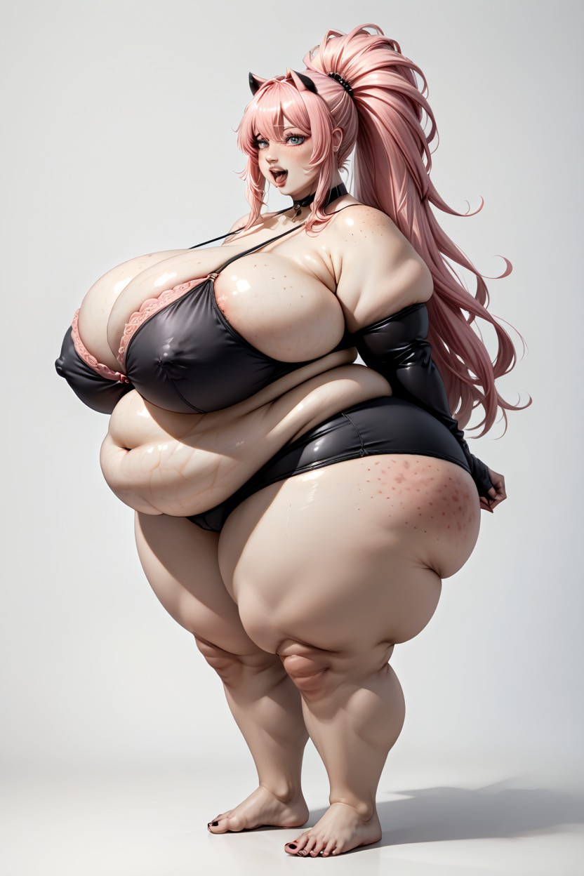 Stretchmarks, Freakishly Oversized Thick Elongated Nipples, Cartoonishly Hyper Colossal Breasts Furry AI Porn