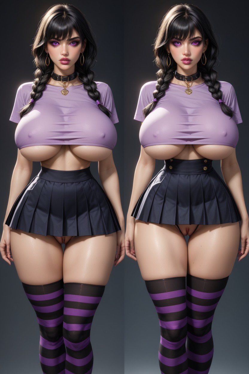 Bangs, Thick Hips, Stand With Legs Wide Apart AI Porn
