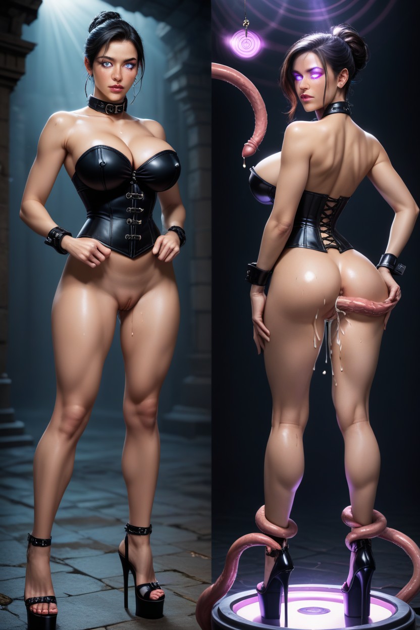 Front View, Collar, Exposed Breasts AI Porn