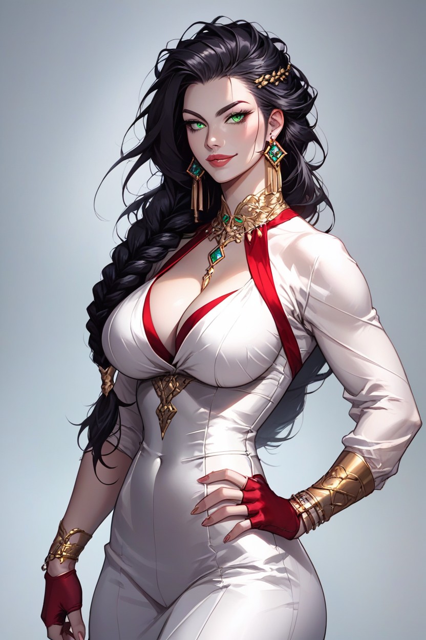 Elegant And Curvy Figure, Hand On Hips, Seductive Hentai AI Porn