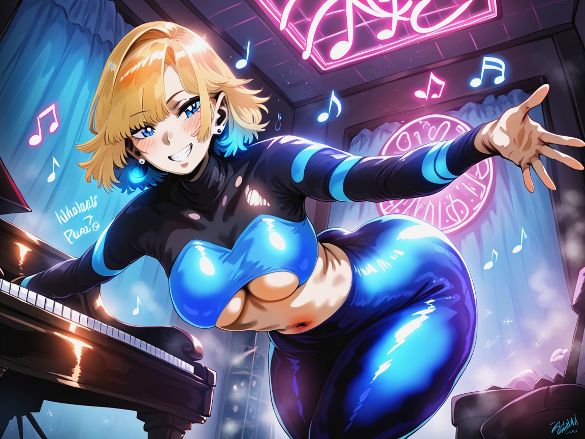 Blonde Hair, Hourglass Body Type, Round Eyes Hentai AI Porn