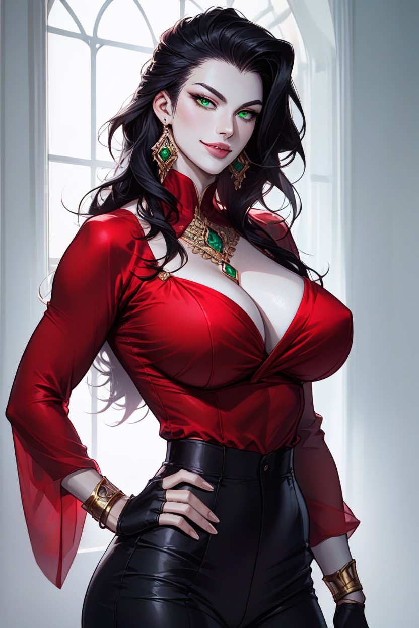 Green Eyes, Highly Detailed, Huge Breasts Hentai IA