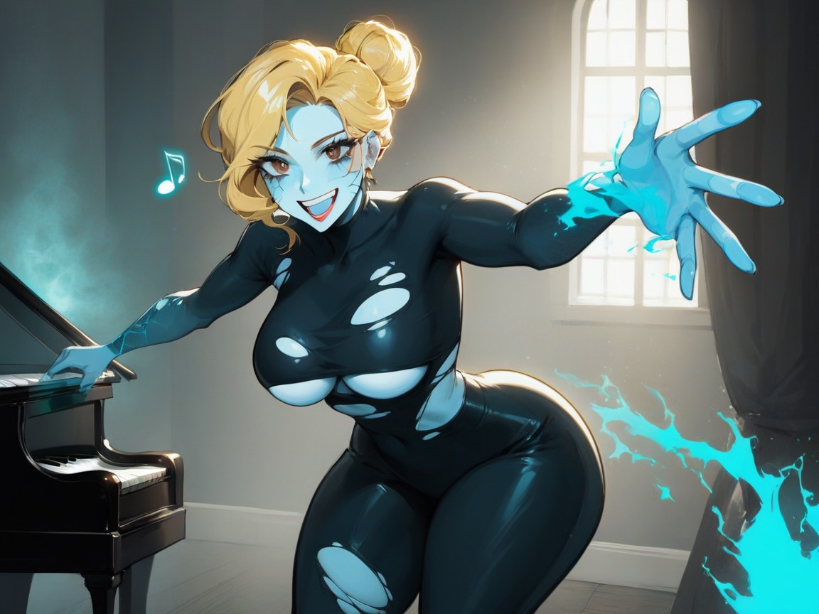 Happy Face, High Color Contrast, Hourglass Body Type AI Porn