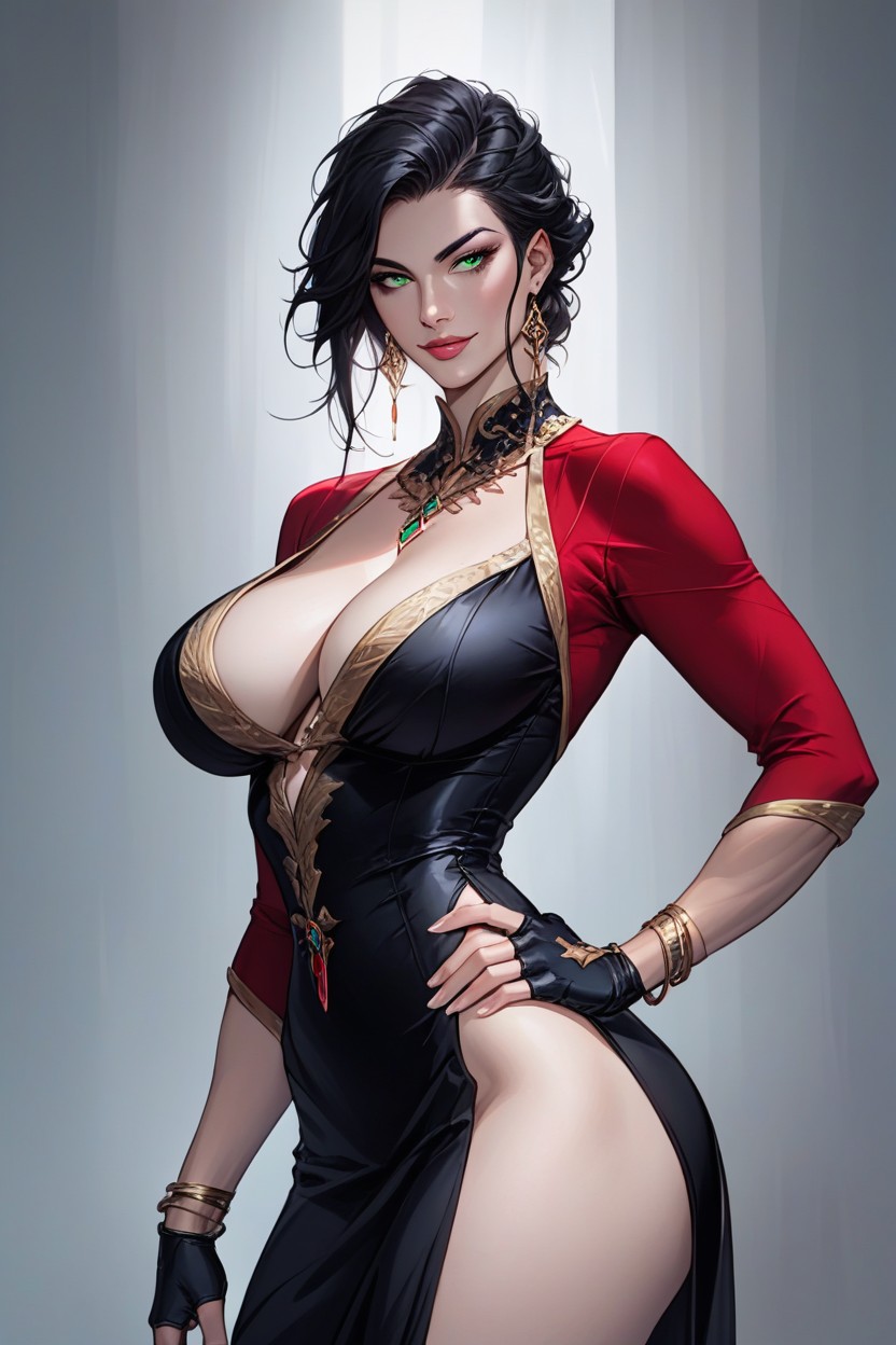 Model, Green Eyes, Waist Shot Hentai AI Porn