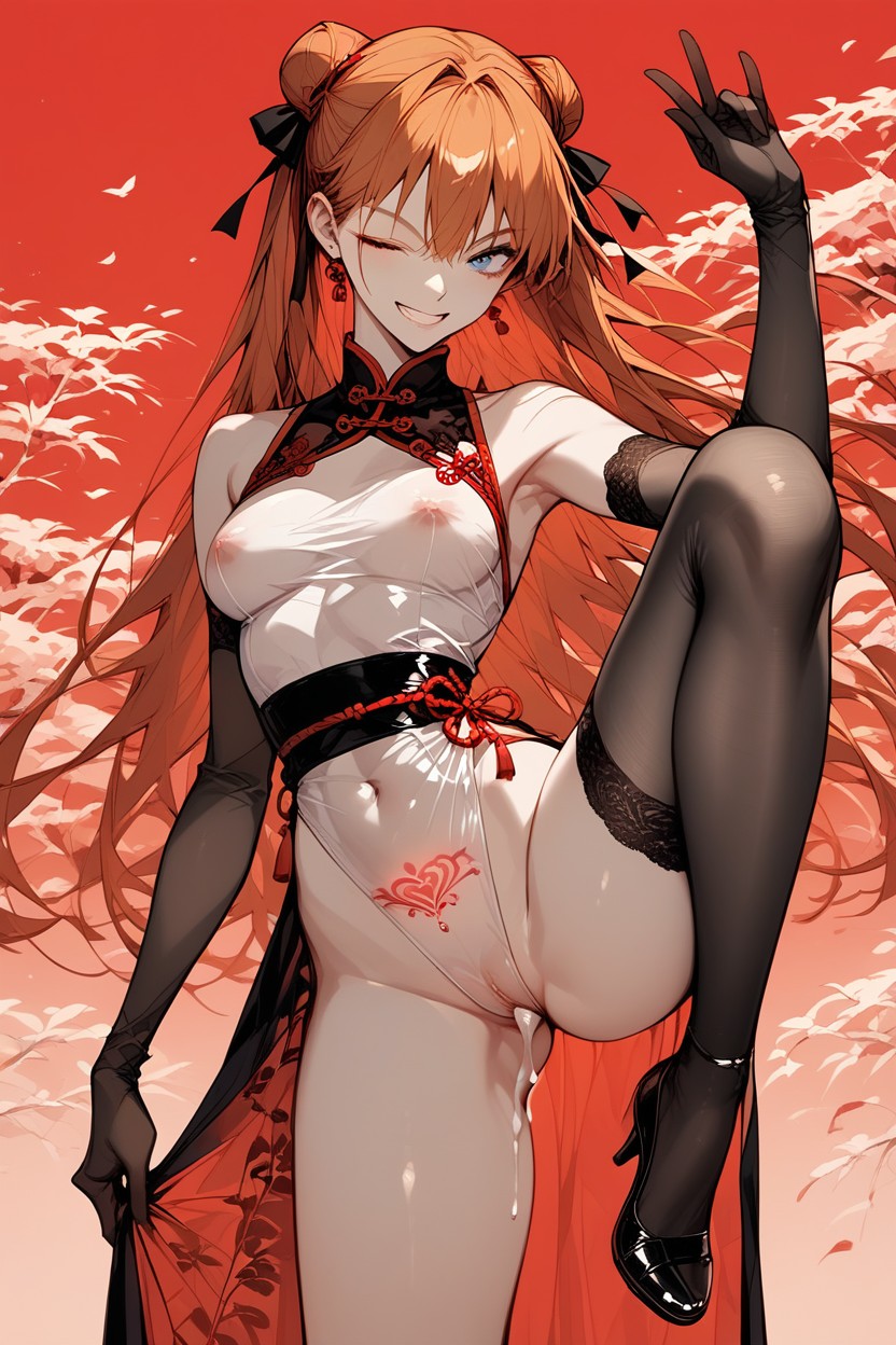 Dynamic Posing, Front Open Skirt, High Leg Leotard Hentai AI Porn