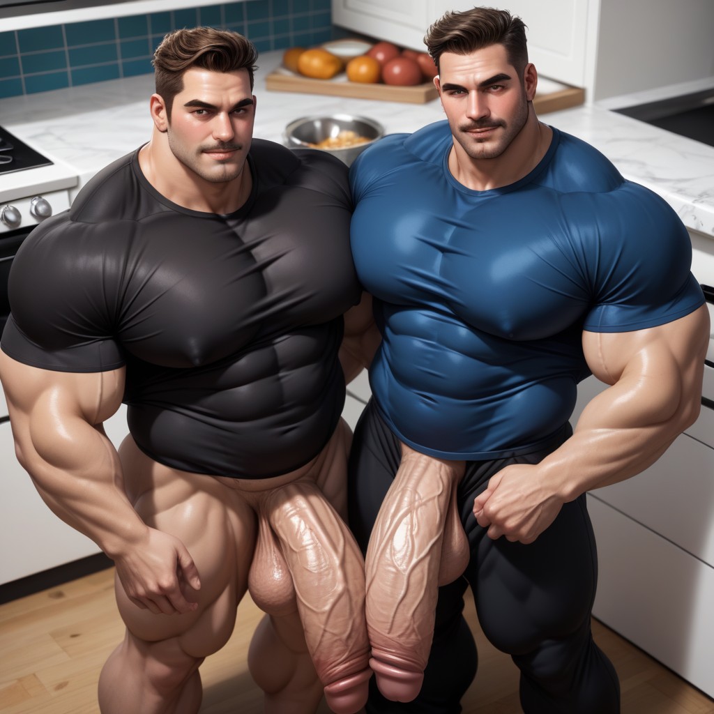 2人, Big Massive Pecs, In A White Kitchen ゲイAIポルノ