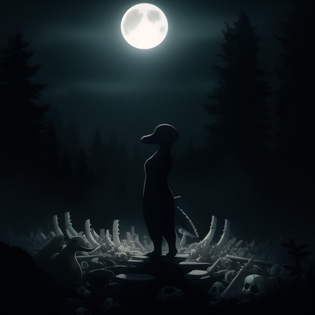 A Lot Of Bones Scattered Around, Darkness, No People Furry AI Porn