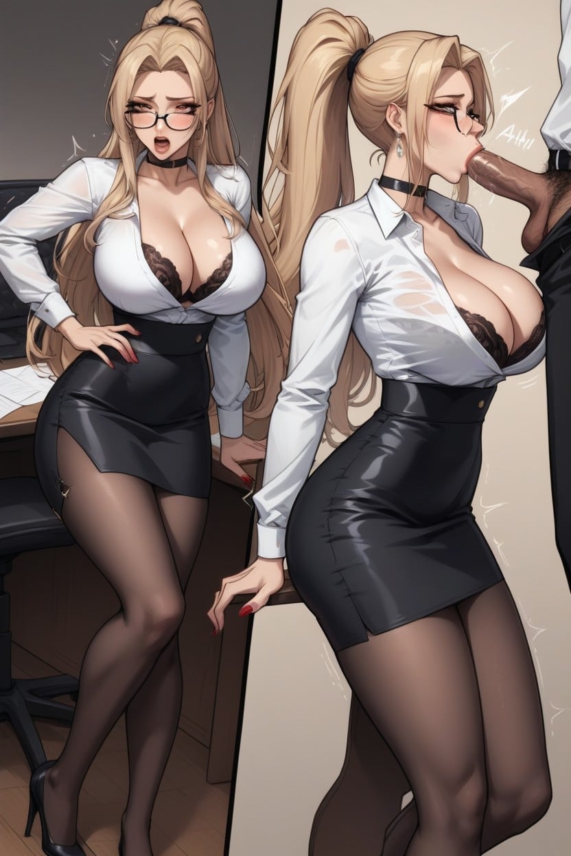 Makeup, Cleavage, In Office AI Porn
