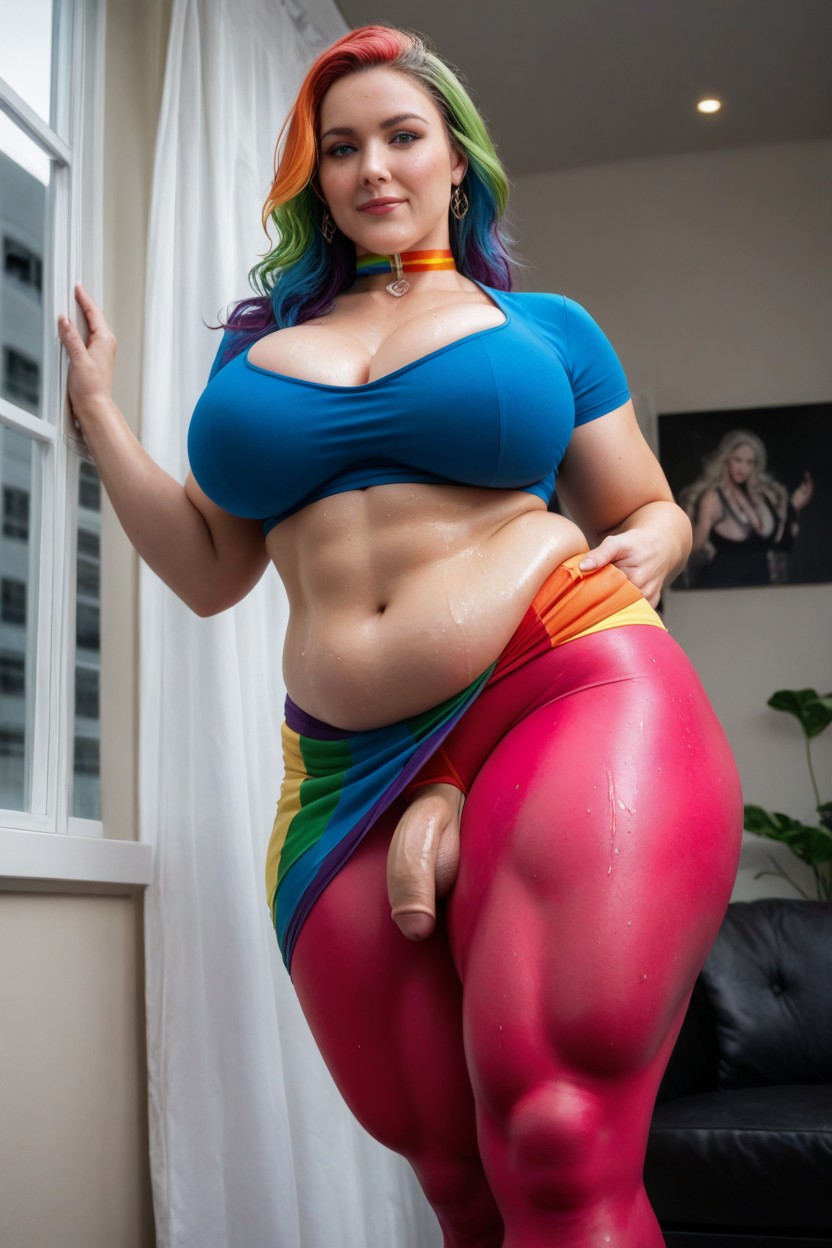 Extremely Horny, Long Fat Legs, Cleavage Shemale AI Porn