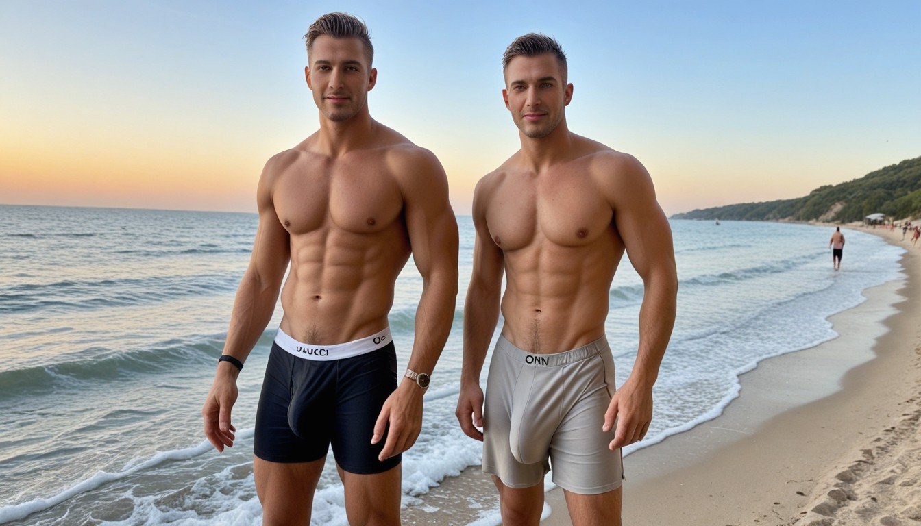 Wet Boxers, Extreme Hyper Huge Bulge, Clear Penis Outline AI Gay Porn