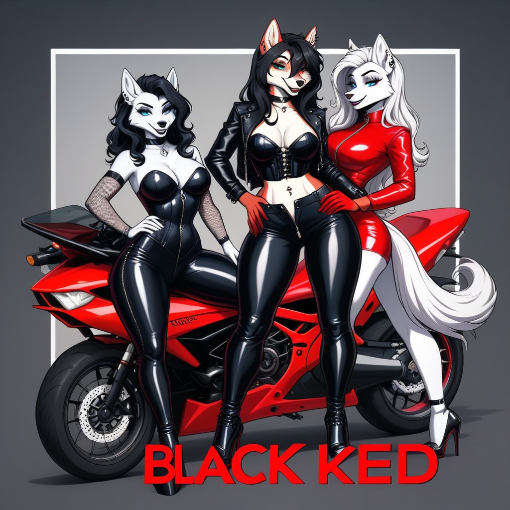 White Body, Ear Piercings, Silver-black Eye Shadow Furry AI Porn