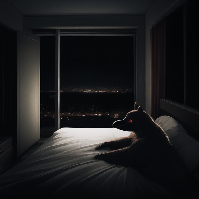 Scary, Distant View, Someone Hiding Under Blankets In The Bed ファーリーAIポルノ