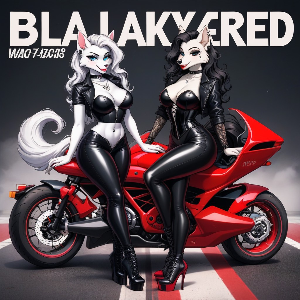 Black Eyeliner, White Body, 2 Personas Furry IA