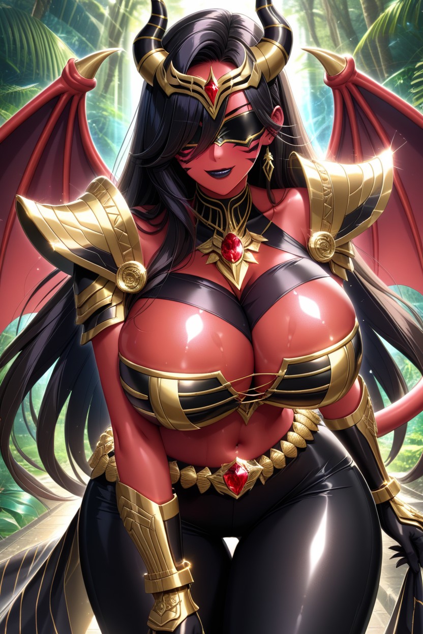 Hyper Breasts, Black Lipstick, "delta From Eminence In Shadow" AI Porn