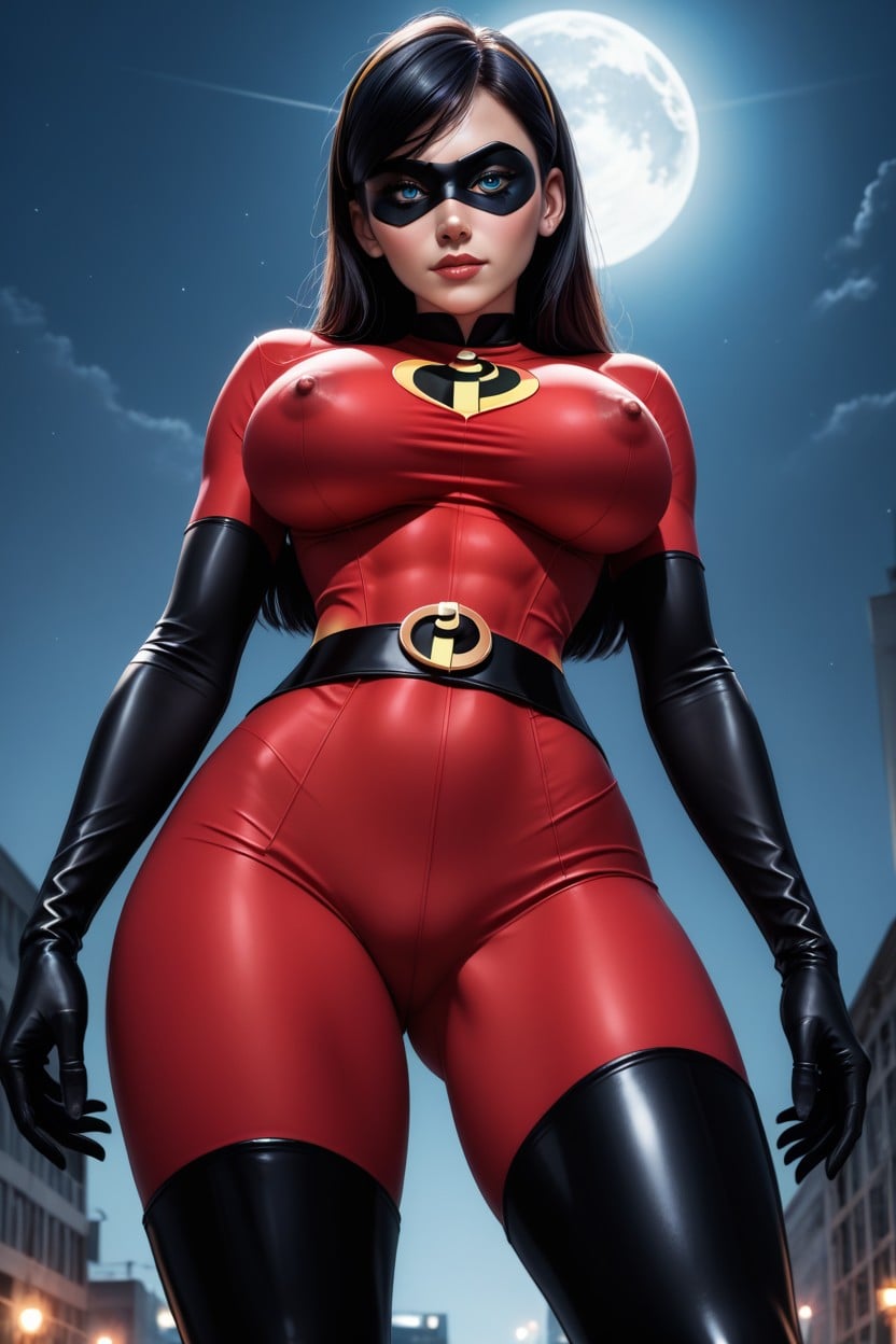 Hip Muscle, Huge Breasts, Red Jumpsuit Hentai AI Porn