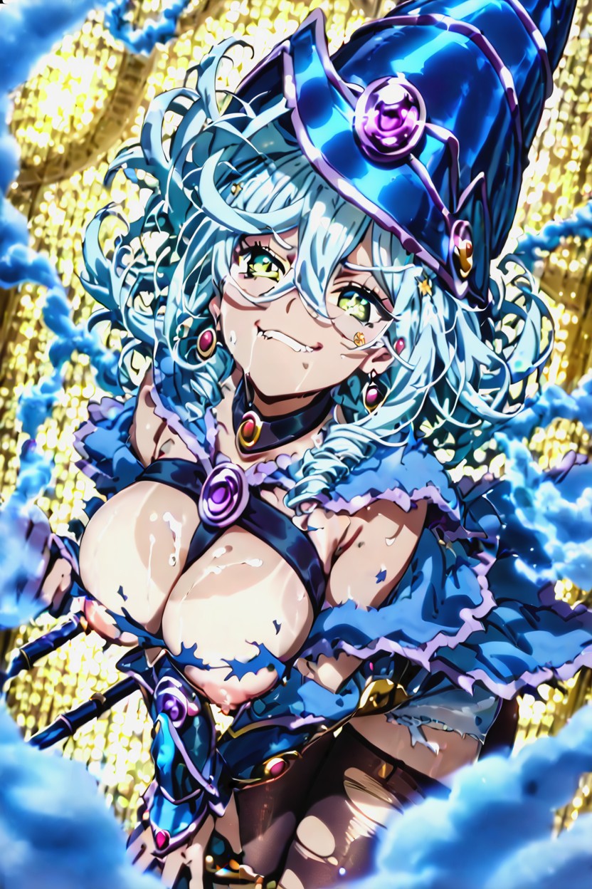 Garter Belt, Wasp Waist, Printed Black Ripped Stockings AIポルノ