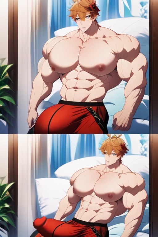 Hyper Massive Round Pecs, Penis Bulge, Enormous Cock AI Gay Porn